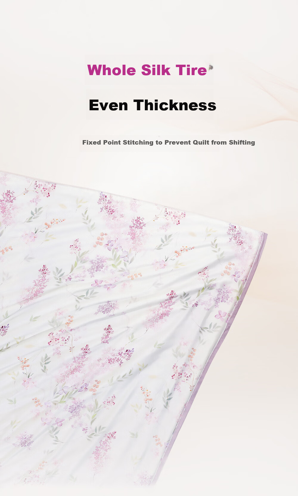 One's Member 100% Natural Silk Duvet, 60-Count Lanjing Tencel Fabric Thin Quilt, Light Purple Floral Shadow, 150*210cm, Single Bed 11