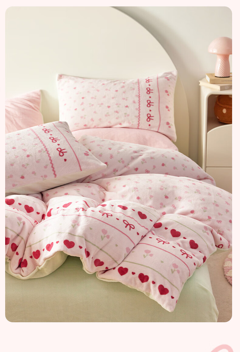 Dohia Home Textiles Milk Velvet Three-Piece Set Thickened Double-Sided Velvet Winter Anti-Static Single Bed Sheet and Duvet Cover 152*218cm 6