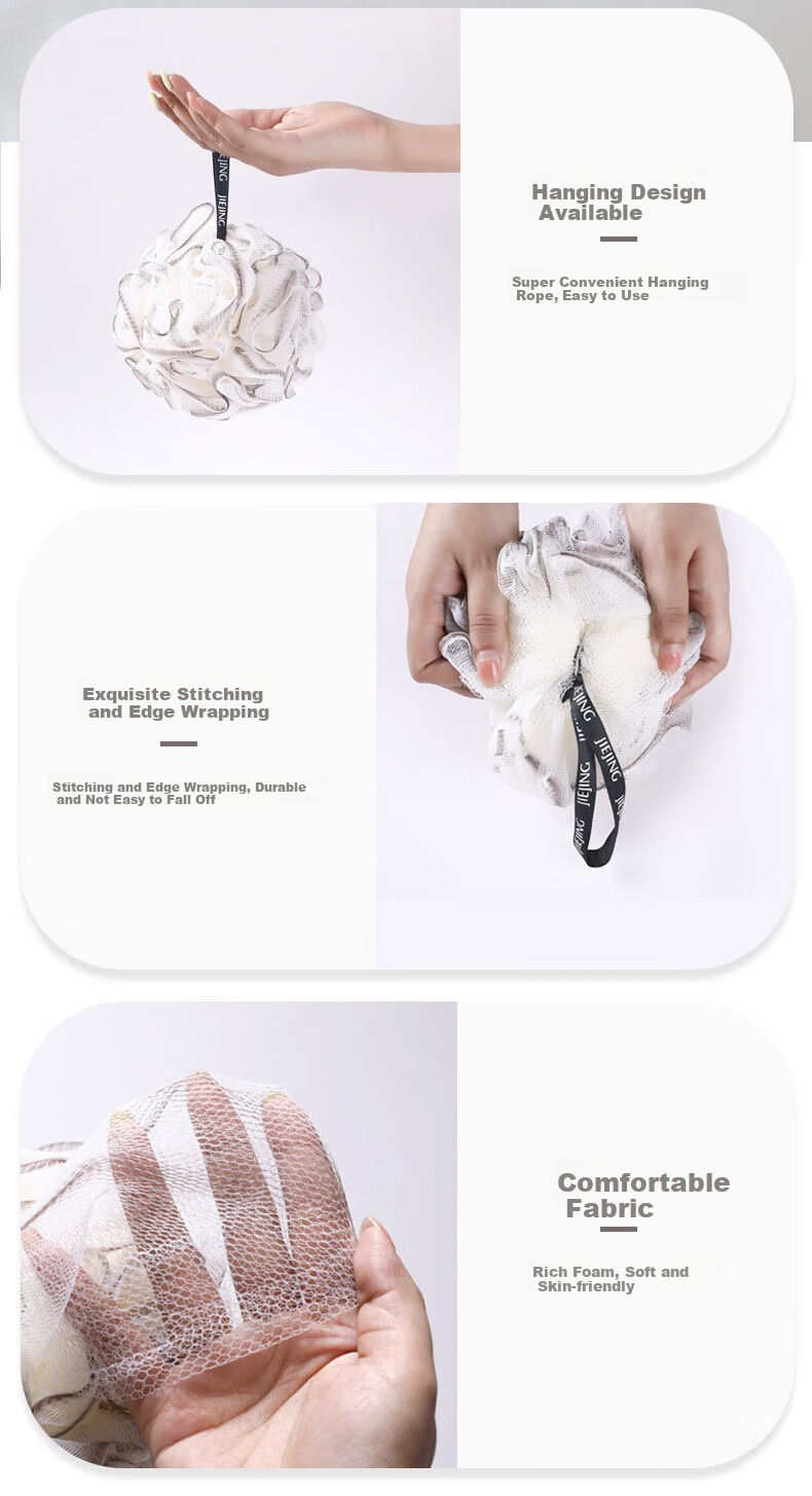 Yagao Tulle Bath Sponge Set of 3, Large Non-Spreading Bath Flower, Quick Lathering, PE Material, Round Shape, Massage, Female Use, High-End Bathing, Exfoliating, Shower Flower 6