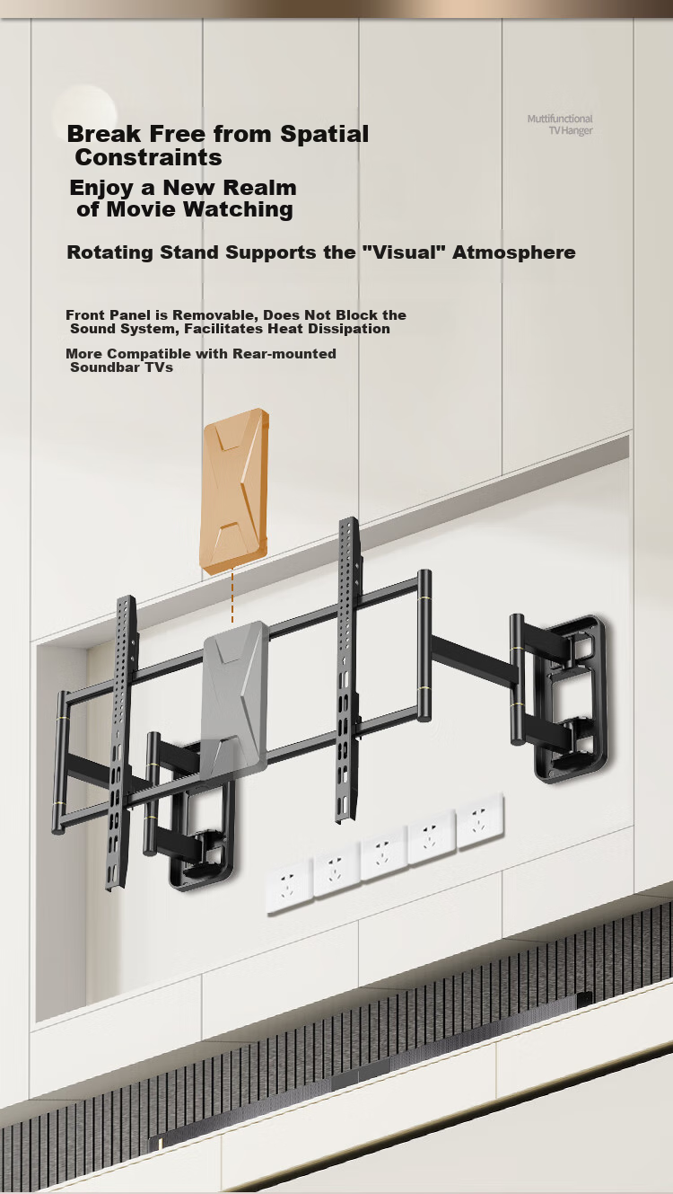 TAZD 65-90 Inch TV Mount, Extendable Bracket, Thickened Large Span Wall Plate, Stretching Internal Embedded Rotating Bracket, Suitable for Hisense, TCL, Leiniao, Huawei, Xiaomi, Skyworth And Others 9