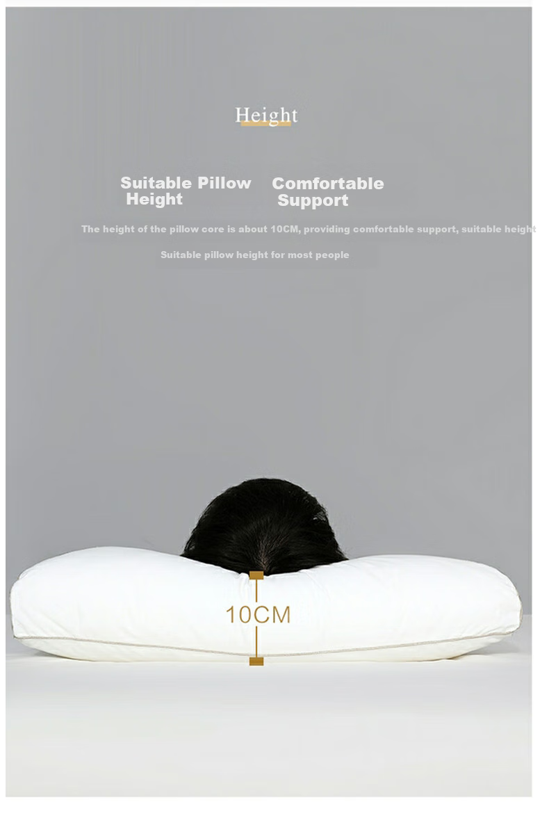 Shuixingjiafang Pillow Cervical Pillow for Adults Sleeping at Home, Hotel Pure Cotton Antibacterial High-Elasticity Pillow Core Single Medium Pillow 48×74cm 10