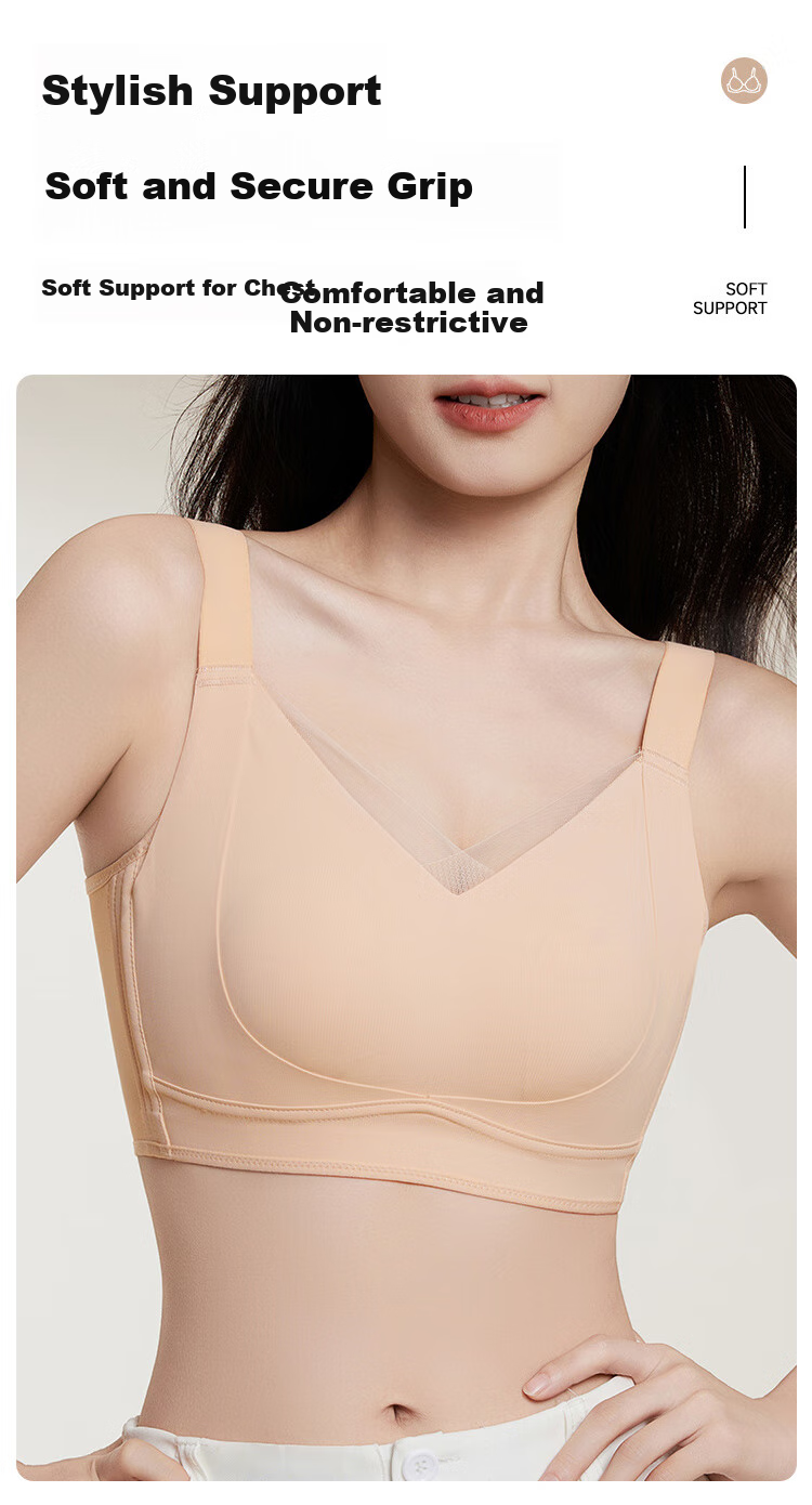 GRACEWELL Seamless Thin Rabbit Ear Cup Bra for Women, Foundation Liquid Skin, Large Breast Minimizing, Anti-Sagging, Side Support Adjustment Brassiere 7