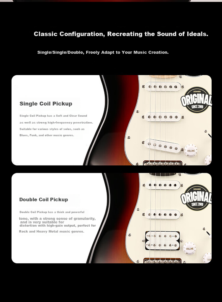 DONNER Q1 Electric Guitar Single Tremolo Series ST Adult Beginner Guitar for Men And Women, Maple Wood, 38-Inch Sunset Color 13