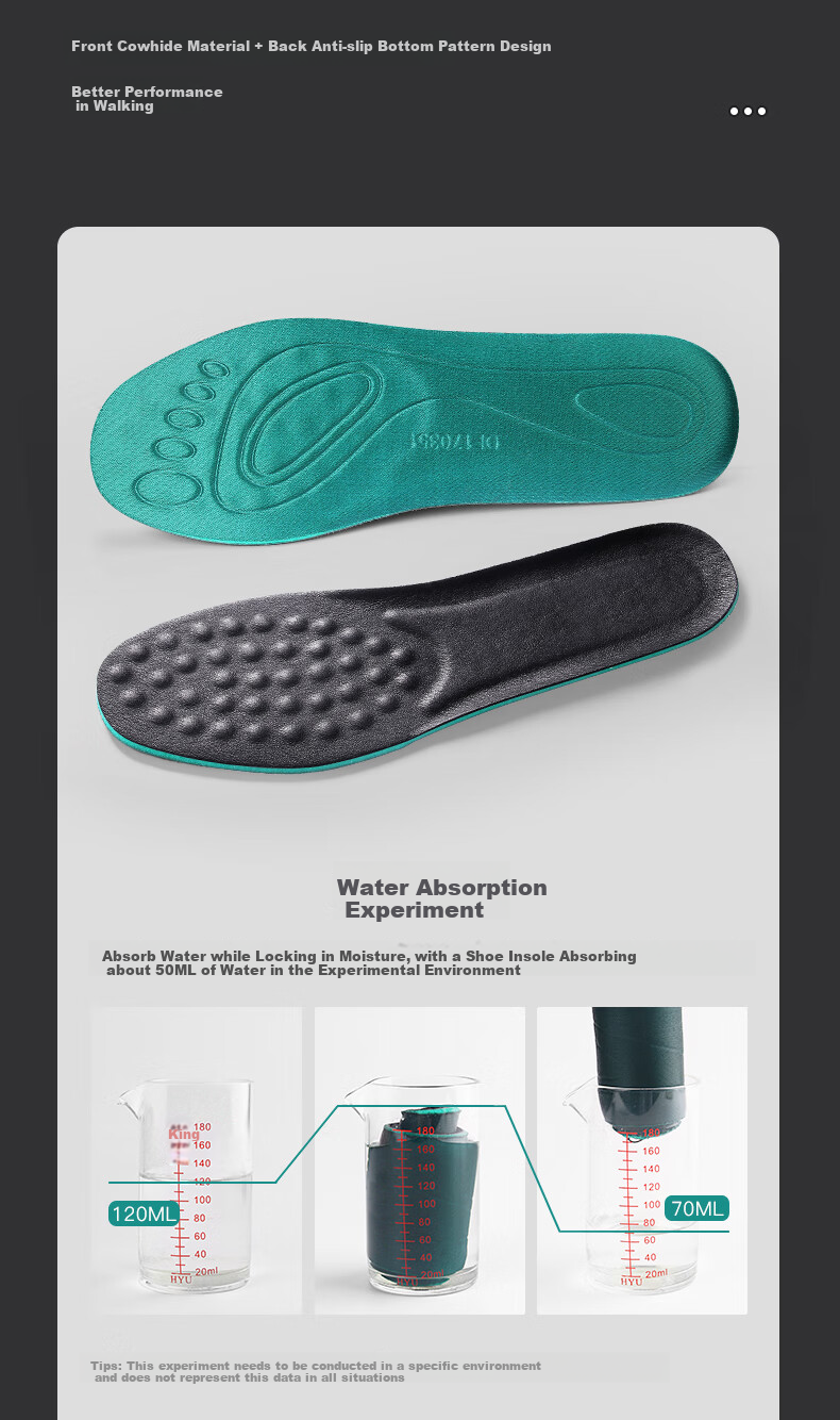Maigaole 2 Pairs Leather Shoes Insoles for Men, Sweat-Absorbing Breathable Thickened Soft Shock-Absorbing Board Shoes Insoles, Black Cowhide, Size 37-38 5