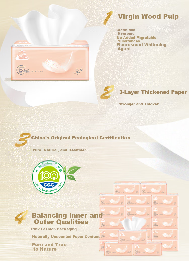 Hygienix Facial Tissues, Soft Touch 3-Ply 110 Sheets*27 Packs, Whole Box of Face Tissues, Water-Absorbent S-Size Tissues, Soft Pull Napkins 3