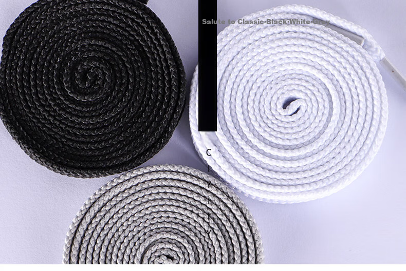 Nanjiren 3 Double Sports Shoe Laces, Casual Coconut Elastic Basketball Flat Men's Leather Shoes, Black And White, White, 120cm 20