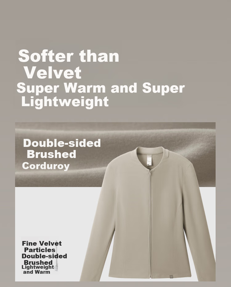 Beneunder Fleece Double Zipper Top for Women, Slim Fit, Elastic Long Sleeve, Skin-Friendly Inner Layer Base Shirt PM007 8