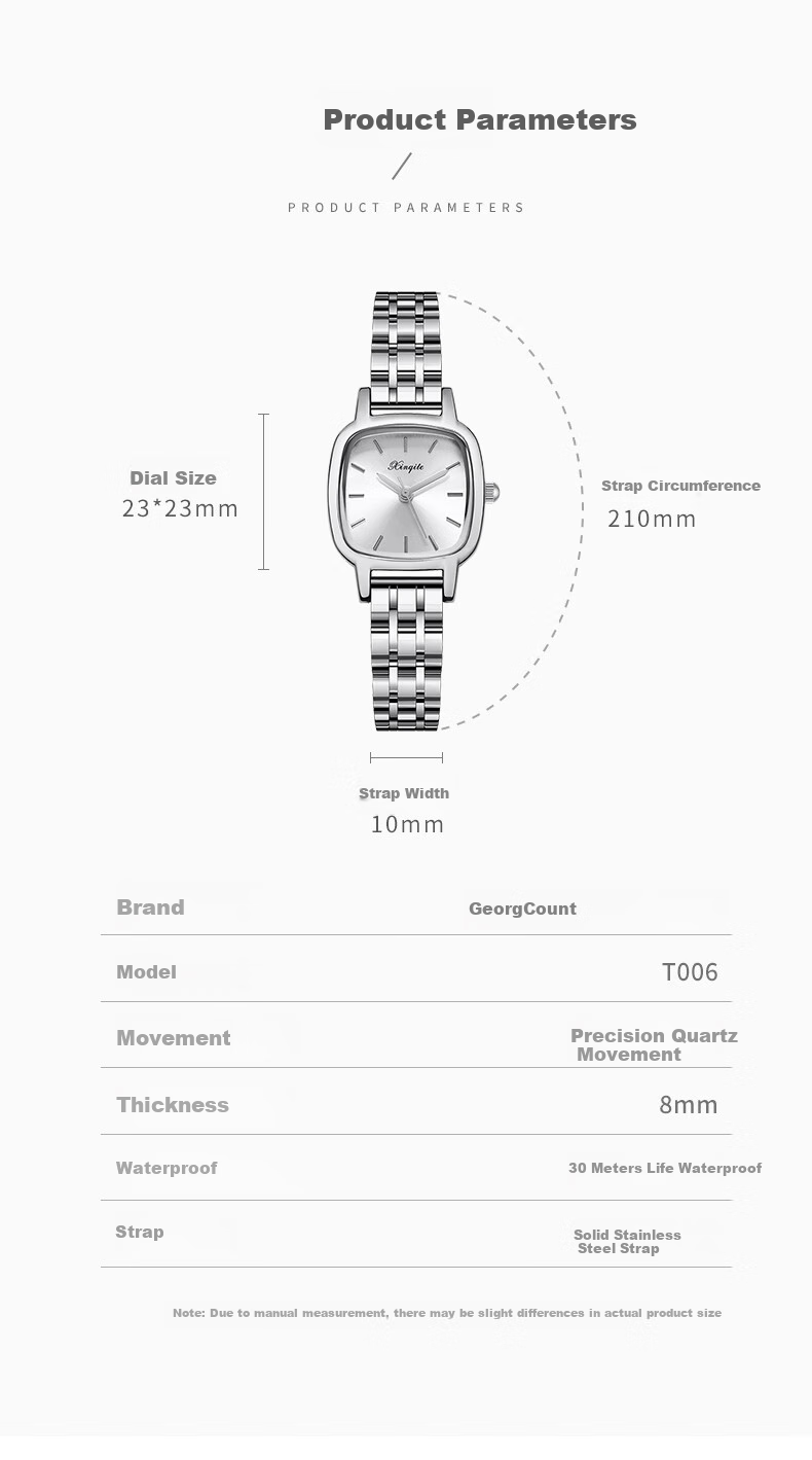 GEORGCOUNT Sugar Cube Watch for Women, 2025 New High-End Ladies Quartz Watch, Light Luxury Elegant Simple Square Watch, Waterproof Women's Model 6