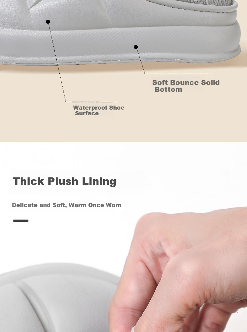FOOTOPPO Waterproof Cotton Slippers, Maternity Shoes, Autumn And Winter Outdoor Wear, Thick-Soled Non-Slip Slippers, Winter Warm Cotton Shoes, Home Shoes for Me 5