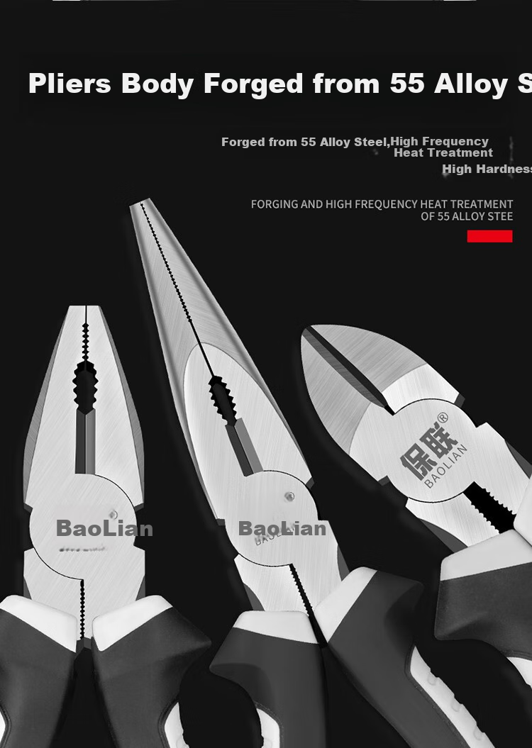 Baolian American-Style Wire Pliers, Needle-Nose Pliers, Diagonal Pliers Three-Piece Set, Powerful Labor-Saving Tiger Pliers, Multi-Functional Household Hardware Tools 6