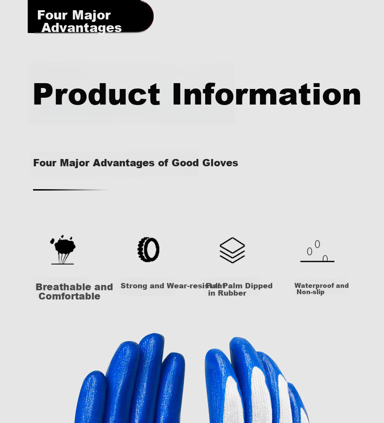 Shengfang Nitrile Coated Gloves, 12 Pairs/pack, Protective Wear-Resistant Oil-Resistant Latex Rubber Coated, for Construction Site Handling 3