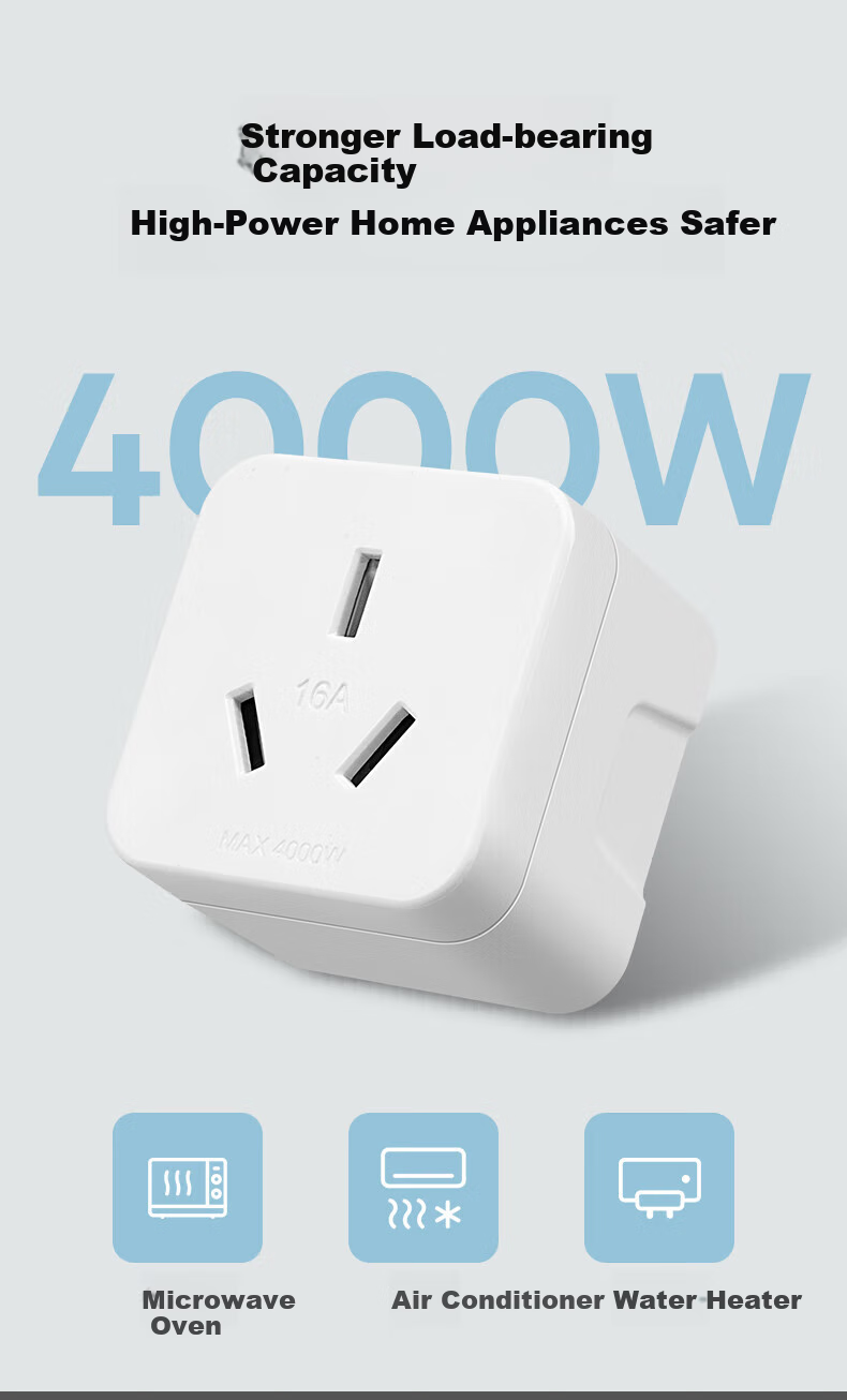 FDD 10A to 16A Socket Converter for Air Conditioner, Water Heater, Oil Stove, High-Power Power Socket Adapter 10A to 16A (Three-Pin) 7
