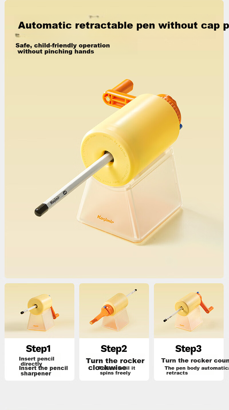 Kasimir Pencil Sharpener, Thick And Thin Barrel, Hand-Cranked Rotary Pencil Sharpener, Durable Automatic Lead Feeder, Elementary School Pencil Sharpener, Back-To Checklist 4