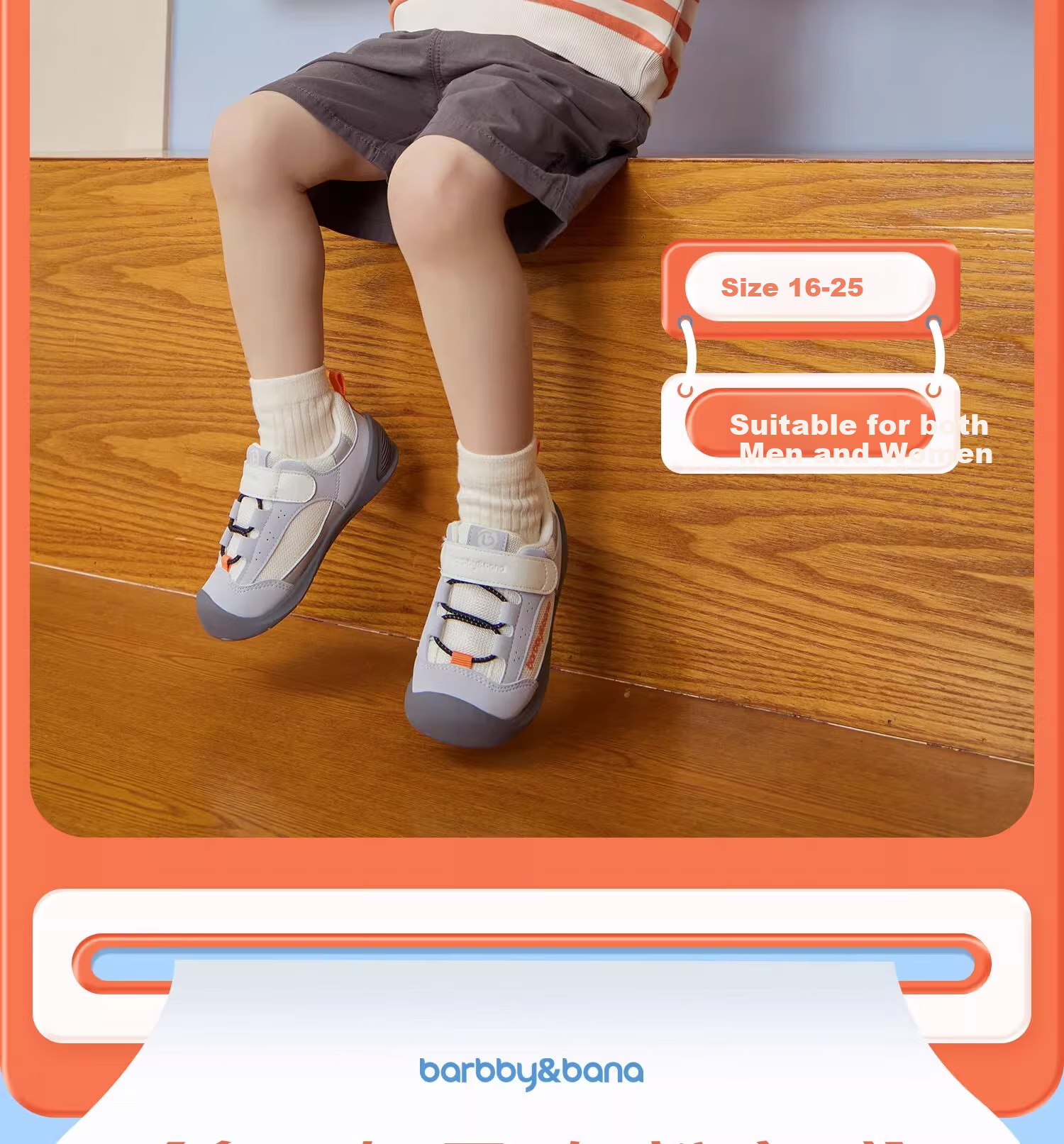 BARBBY&BANA Baby Walking Shoes Infant Footwear Spring/summer 2025 Breathable Soft-Soled Functional Shoes for Ages 1-3 Sand Gray Size 20 2