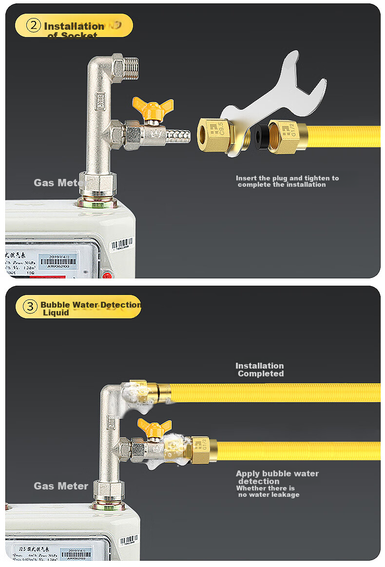 Haili 5-Meter Natural Gas Dedicated Flexible Pipe, Corrugated Pipe, National Standard Household Stainless Steel Gas Stove And Water Heater Connection Hose 24
