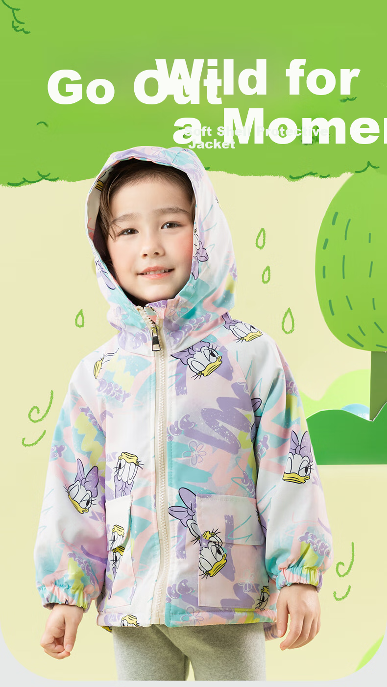 Disney Spring Autumn Kids Graffiti Minnie Hooded Jacket Comfortable Warm Windproof Coat Graffiti 110 1