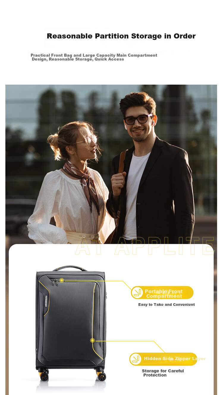 AMERICAN TOURISTER Luggage, 26-Inch Expandable Suitcase, Large Capacity Soft Case with Wheels, Business Password Lock, DB7 Black 4