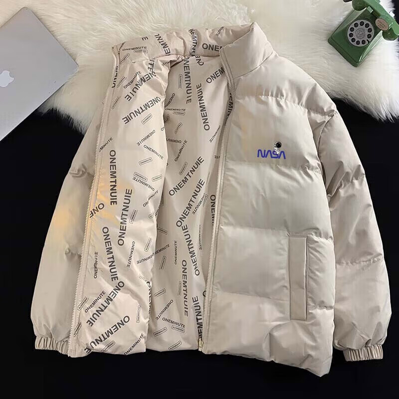 NASA MARVEL Cotton Jacket Men's Winter Coat Thickened Warm Bread Service Double-sided Wear Couple Casual Cotton Jacket 5
