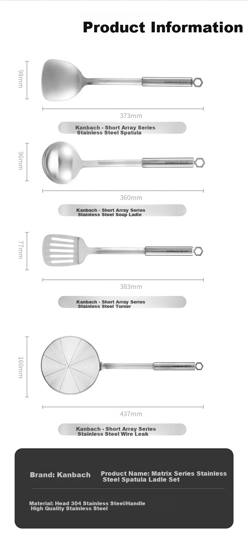 Kangbahe 304 Stainless Steel Wok Spatula with Thickened Handle, Heat-Resistant And Anti-Spatter Cooking Utensil 9