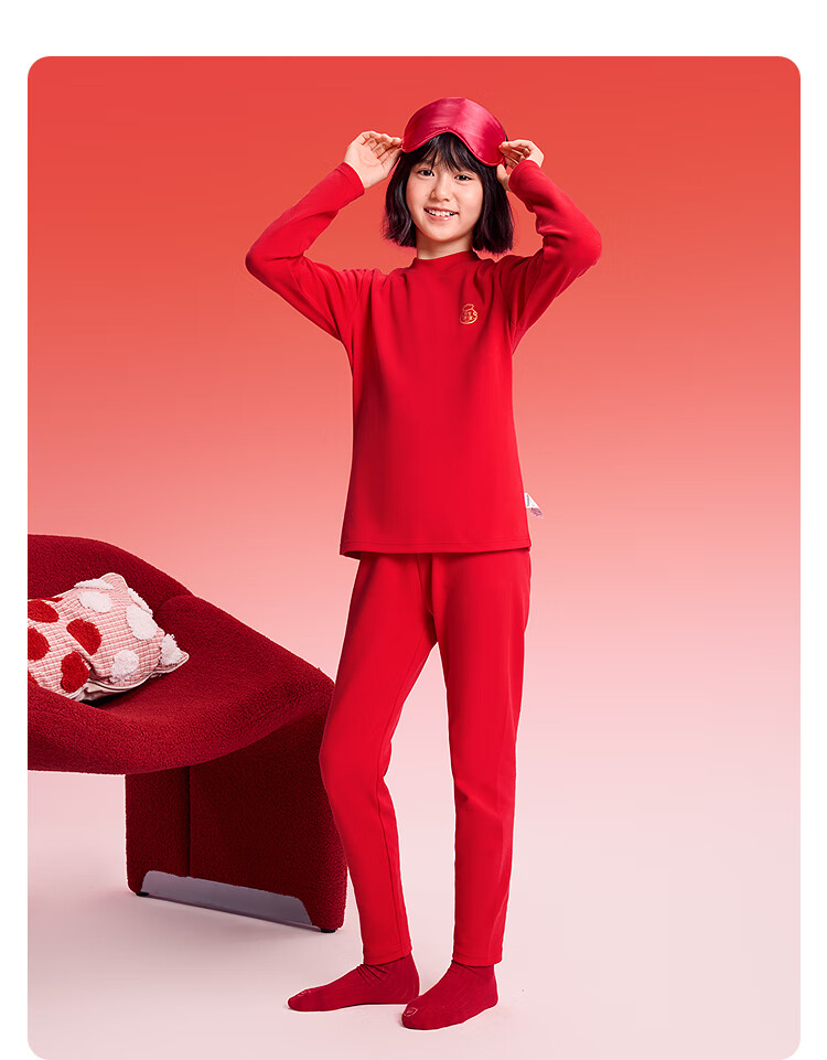 Balabala Kids Children's Underwear Set Girls 2026 New Spring Red Pajamas Sleepwear Baby Autumn Clothes New Year 2