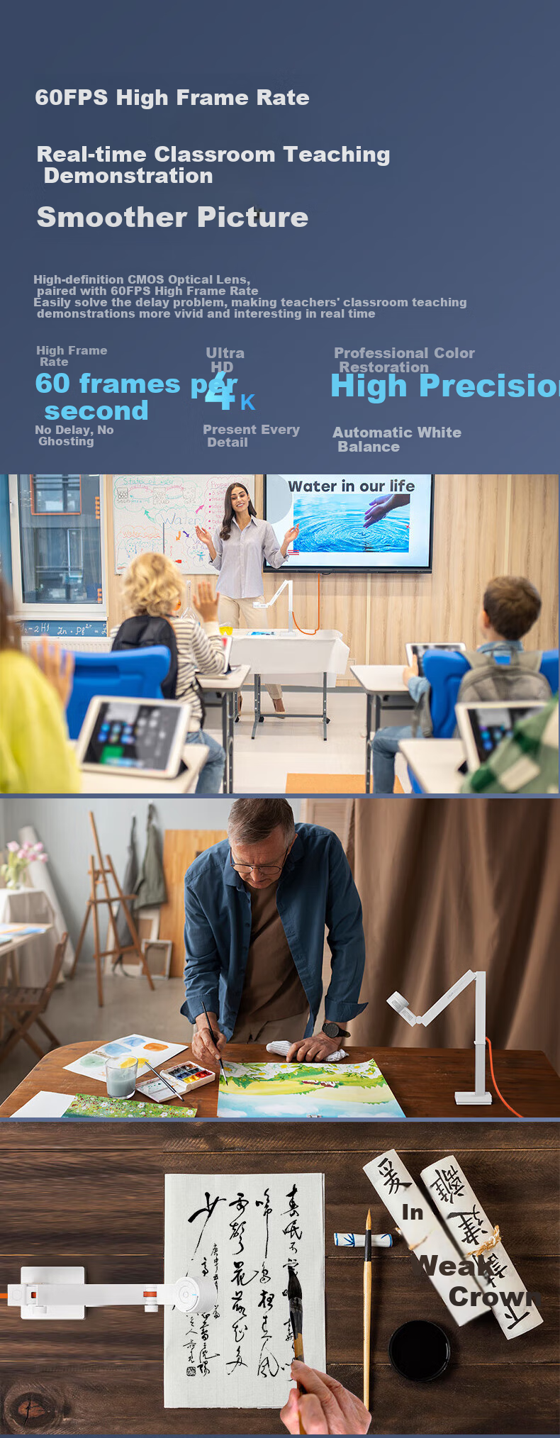 CZUR Document Camera, FancyUPlus+ Folding Writing Stand, Video Display Stand, Online Class Teaching, Calligraphy And Painting Training, Live Streaming Microphone, Recording And Video Recording, Course Projectio 2