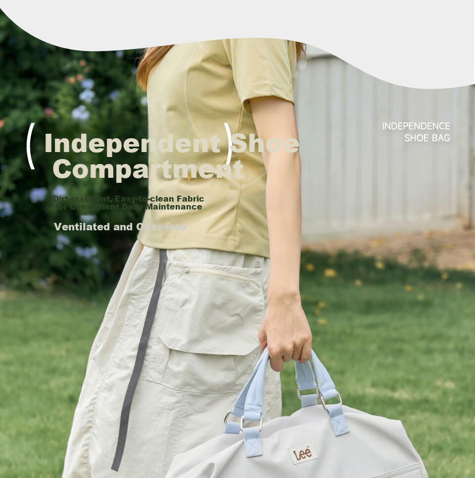 Lee Travel Bag, Women's Short-Trip Business Trip Luggage Bag, Large Capacity Handheld Sports Fitness Bag, Sea Salt Gray 12