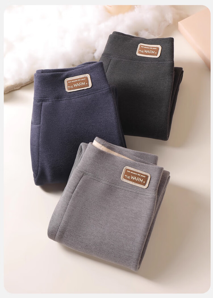 Caiyue Boys' Thermal Pants Fleece-Lined Thickened Cotton School Uniform Inner Wear Autumn Winter Kids' Warm Trousers 3