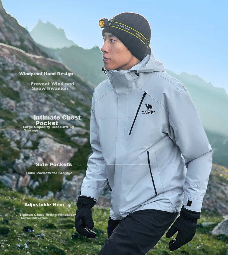 CAMEL [Wang Junkai's Style - Wangzhe Kaijia Evo] Outdoor Jacket, Three-In Rain-Proof Mountaineering Suit, 0780 5