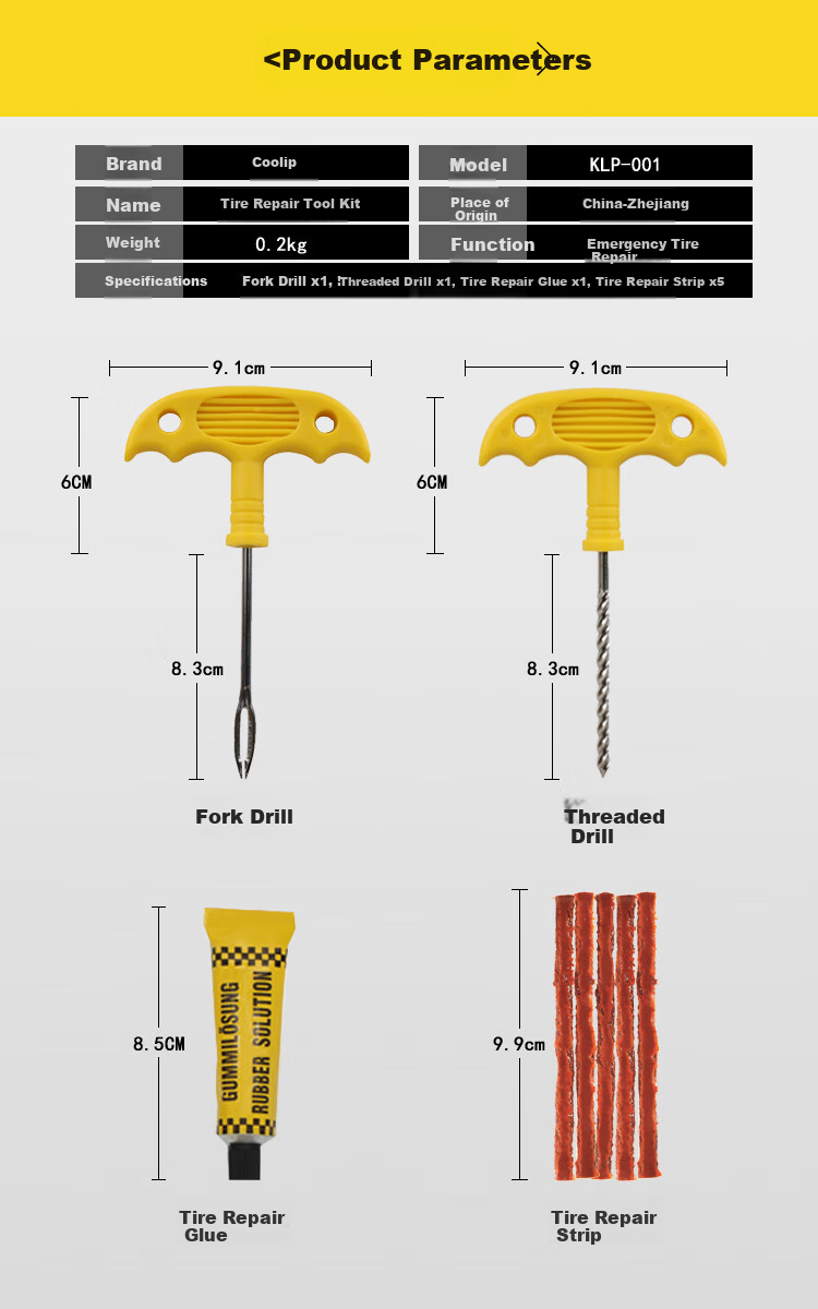 Kulaipu Tire Repair Tool Kit (Metal Version), Car Tire Repair Vacuum Tire Repair Rubber Strip Emergency Rescue KLP-002 3
