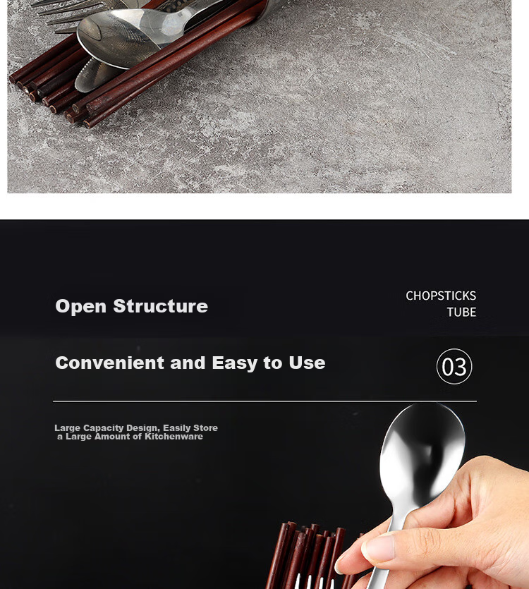 BJ Stainless Steel Chopstick Holder, Chopstick Storage Rack, Chopstick Cage, Tableware Tube, Chopstick Stand, Draining Rack, Single Tube 4