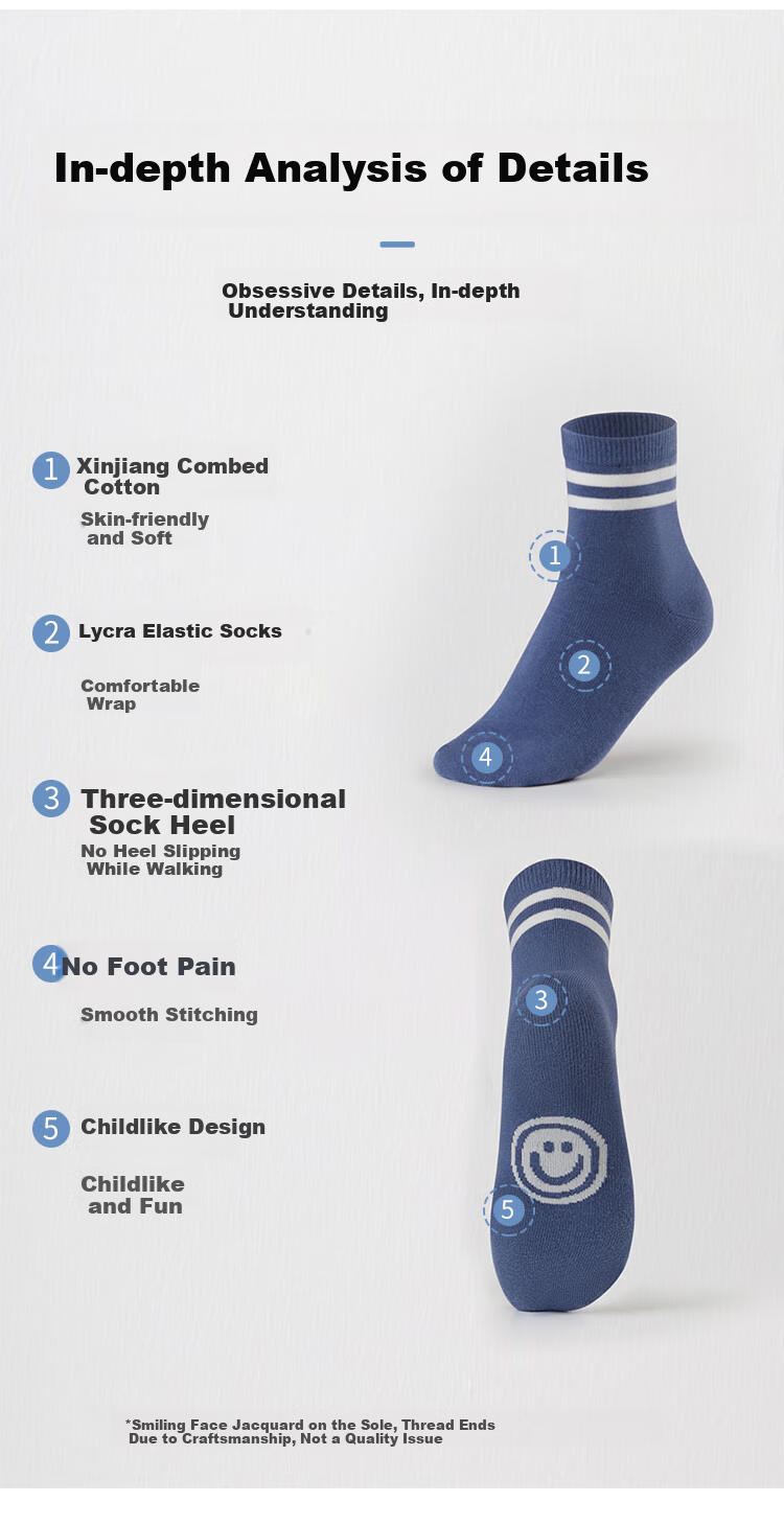 JD Jingzao Children's Socks Girls' Four Seasons Mid-Calf Striped Cotton Socks 9-12 Years Back to School Youth Size 20-22 12