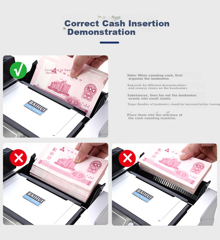 Weirong HK7088(C) Currency Counter, 2025 New Version Commercial Multi-Country Currency Small Class C Egyptian Pound, Euro, Renminbi New Currency, US Dollar American Verify Counterfeit Money Machine 9