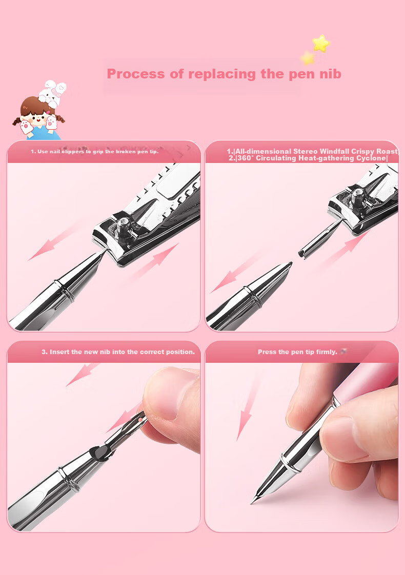 Benyi 5-Piece Gift Box Set Erasable Fountain Pen/ Tutu Sauce for Third-Grade Elementary School Students' Handwriting Practice, Heat-Sensitive Erasable Posture-Correcting Fountain Pen for Male And Female Beginners, Replaceable Ink Cartridge for Novice Writers' Practice 10