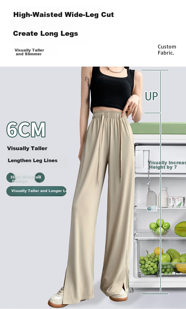 Langsha Women's Ice Silk Wide-Leg Sun Protection Pants Straight Quick-Dry Casual Breathable Sports Slimming Anti-Mosquito Long Pants 4