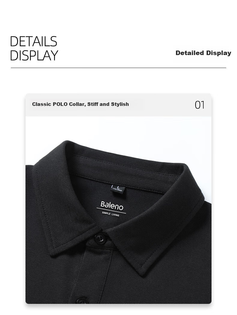 Baleno Short-Sleeve Polo Shirt for Men, Summer Casual Loose T-Shirt, Retro Versatile Five-Sleeve Top, Men's Clothing 5