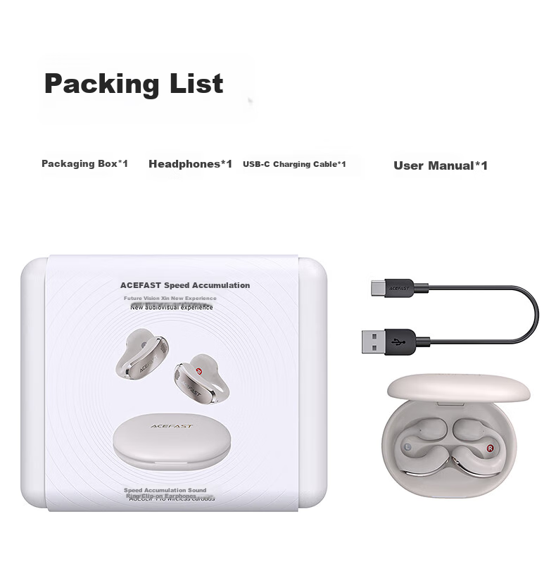 ACEFAST [Subsidies] Jisu Juoyin Open-Ear Clip-On Bluetooth Headphones, 2026 New Air-Bone Conduction Concept, Call Noise Reduction, Sports Running Earphones, Wireless Non-I 20