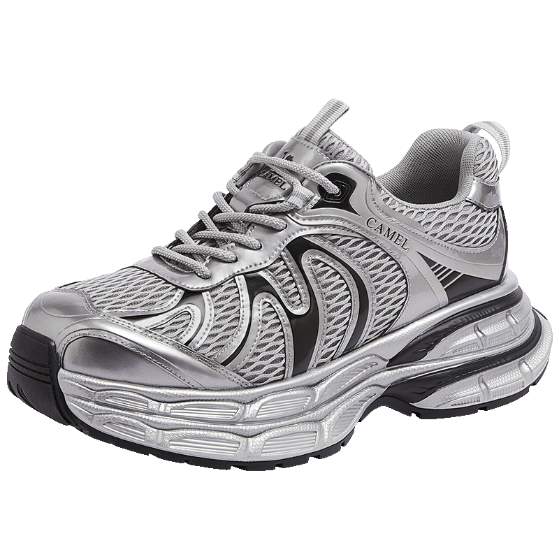 CAMEL Silver Moon 2nd Generation Men's Breathable Height-Increasing Casual Dad Shoes L15A283148 Gray/Silver/Black (Men's) Size 41