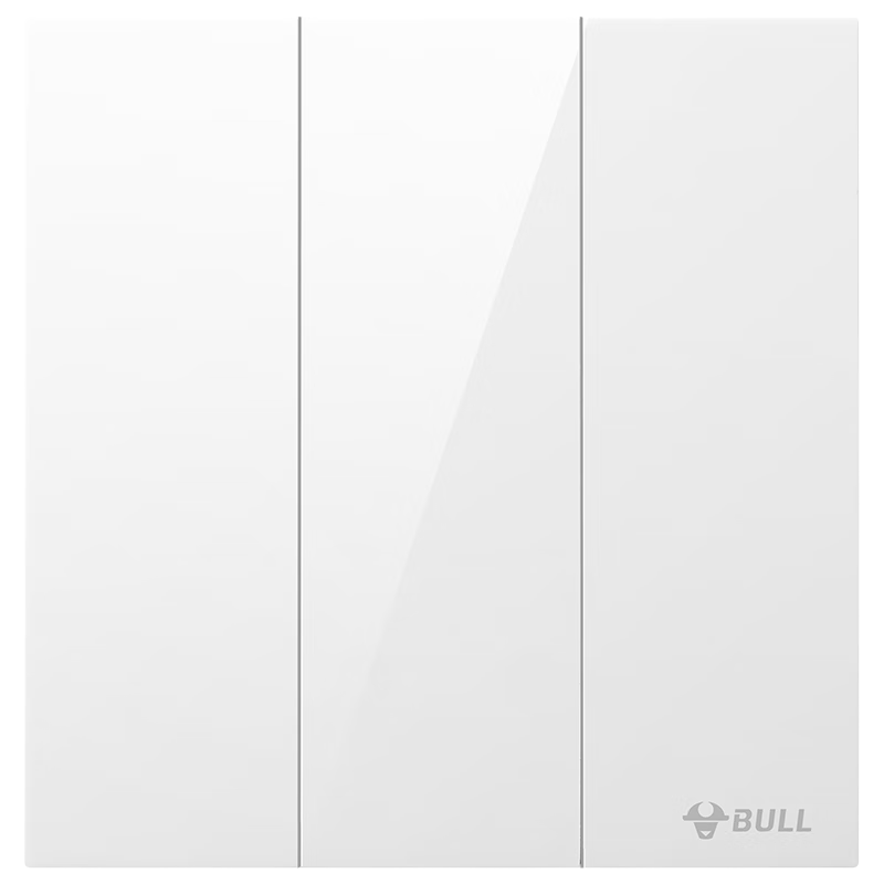 BULL Switch Socket G57 Butterfly Ultra-Thin Triple Control Double Control Switch Large Panel G57K312 Glossy White Concealed Installation