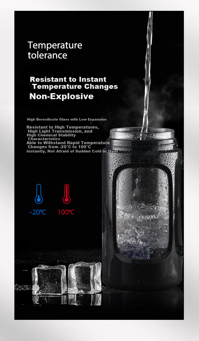 Fuguang High Borosilicate Glass Cup, Business Office Plastic And Glass Cup, Large Capacity Water Bottle, Tea-Water Separation Brewing Cup with Tea Strainer 6