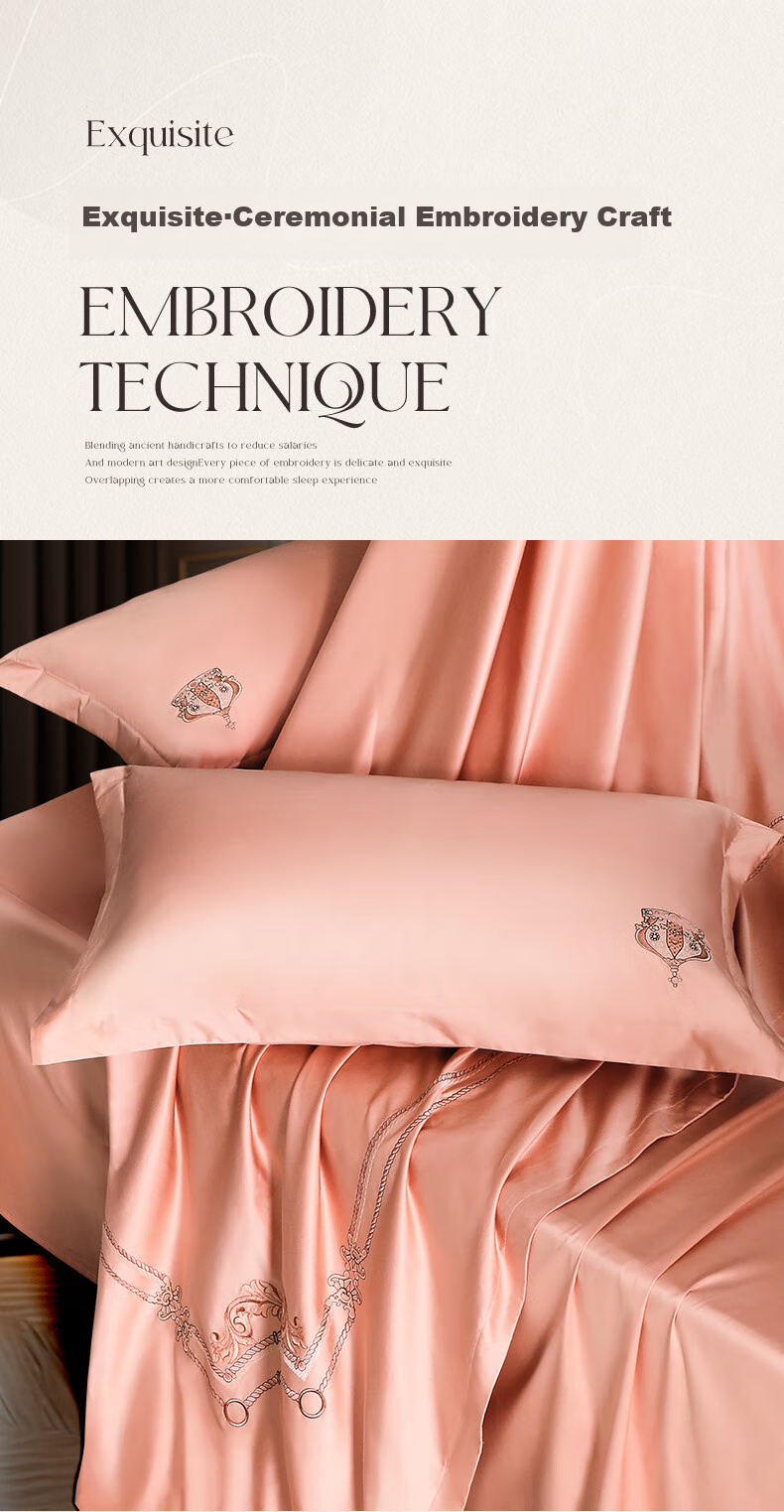 FUANNA High-Quality Bedding Set of Four Pieces, 120s Double-Ply Long-Staple Cotton, Class A Sateen Bed Sheet Set, 230*229cm, Holy 8