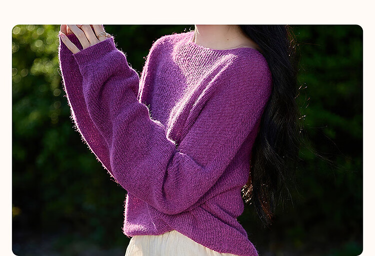 Demana [Dopamine Textile Love] Spring Lazy Style Crew Neck Long Sleeve Wool Blend Slimming Knit Sweater for Women 2