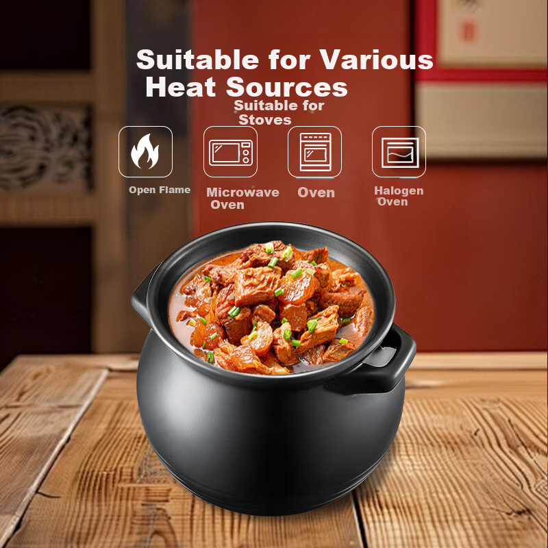 ASD Casserole Pot, Soup Pot for Home Use, Heat-Resistant Dry-Burning Stew Pot, 3.5L Ceramic Pot, Herbal Medicine Decoction Pot