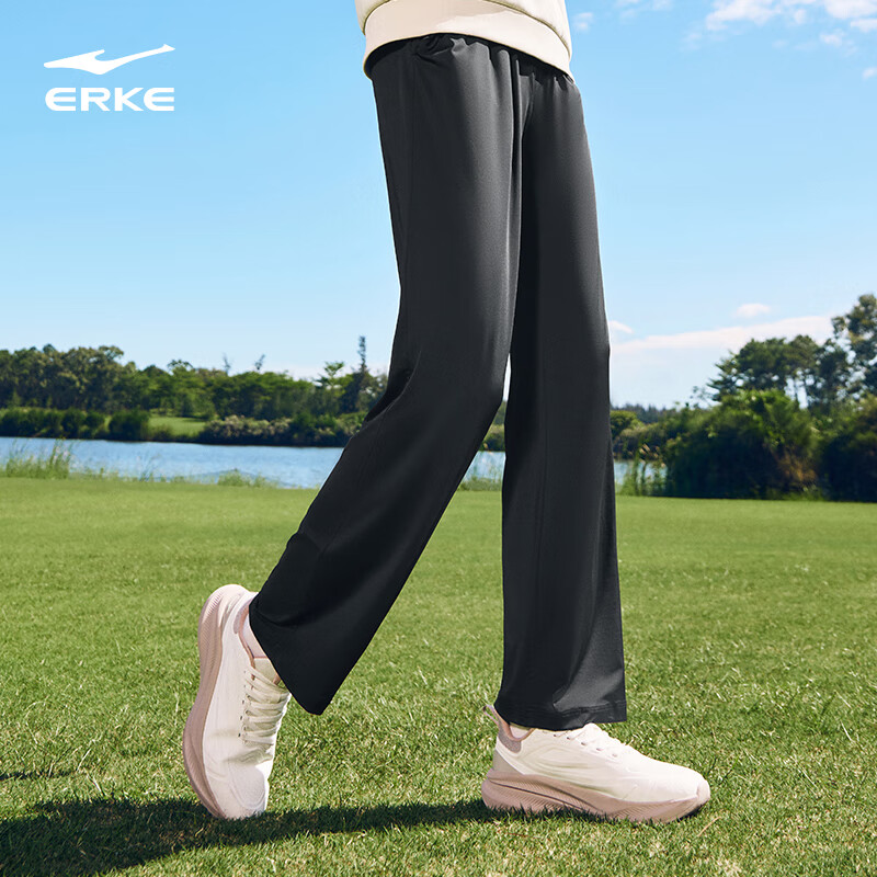 Erke Women's Casual Pants Spring Sports Pants Nine-Point Straight Slim Fit Loose Wide-Leg Versatile Women's Pants