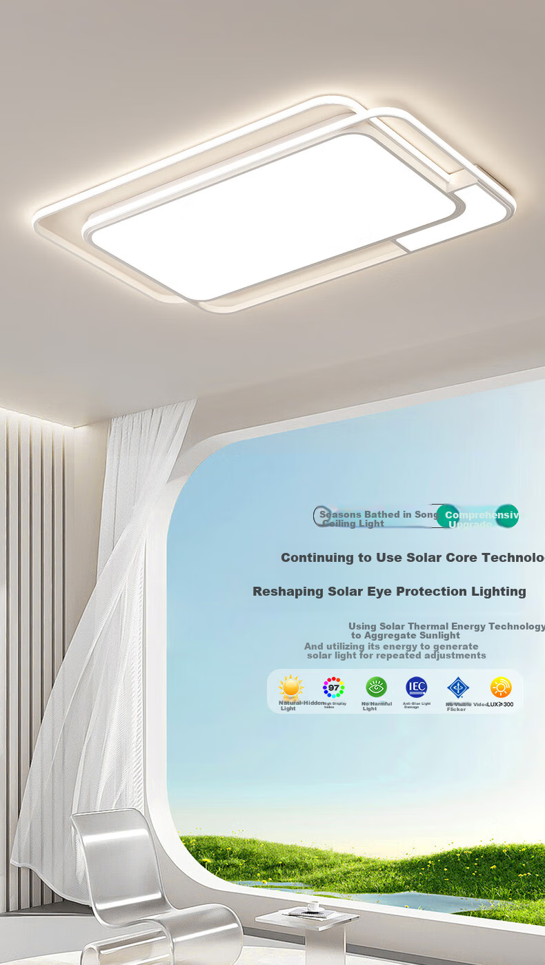 MICOE Eye-Protecting LED Ceiling Light for Living Room, Nordic Style Simple Zhongshan Lighting White Silver Series 1