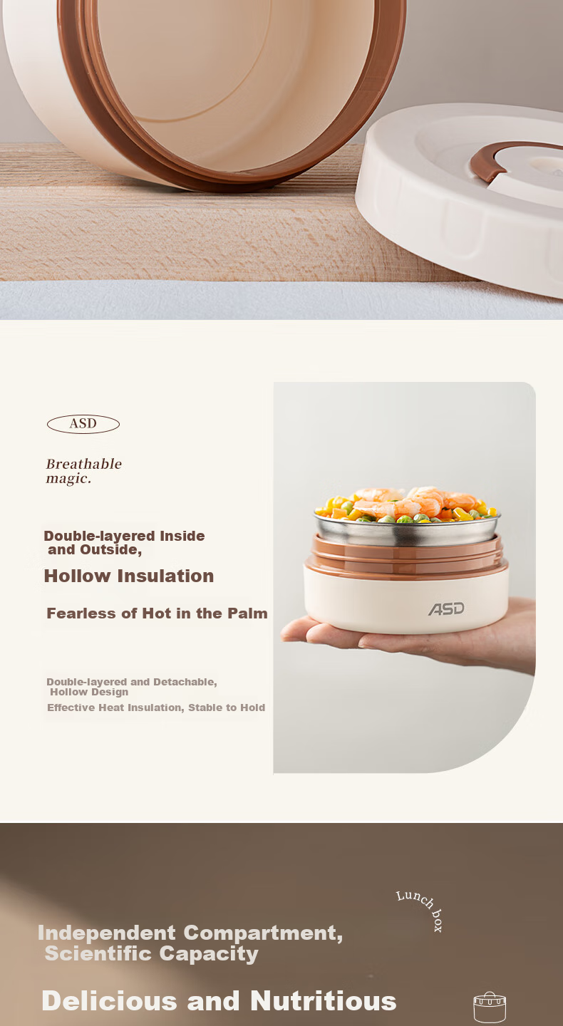 ASD Lunch Box Set, Microwave Safe, for Office Workers And Students, Portable Meal Container, 3-Piece Set RWS03H10WG 4