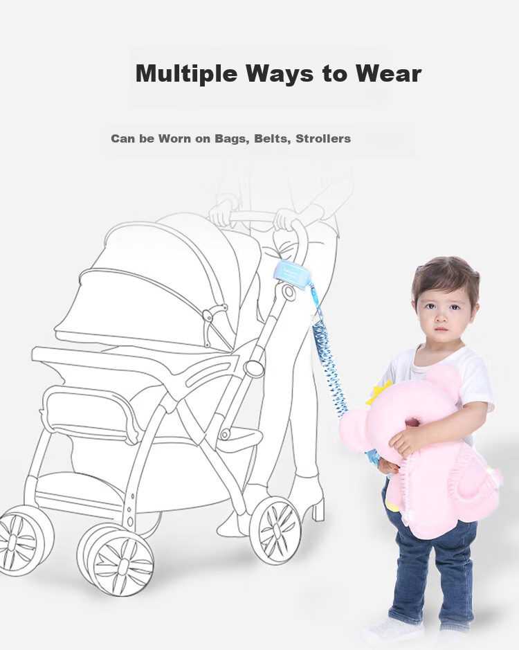 Aibaoshi Children's Anti-Lost Strap with Leash, Baby Anti-Lost Wristband Safety Rope, Toddler Safety Device, Reflective Pink, 2 Meters, S121 2