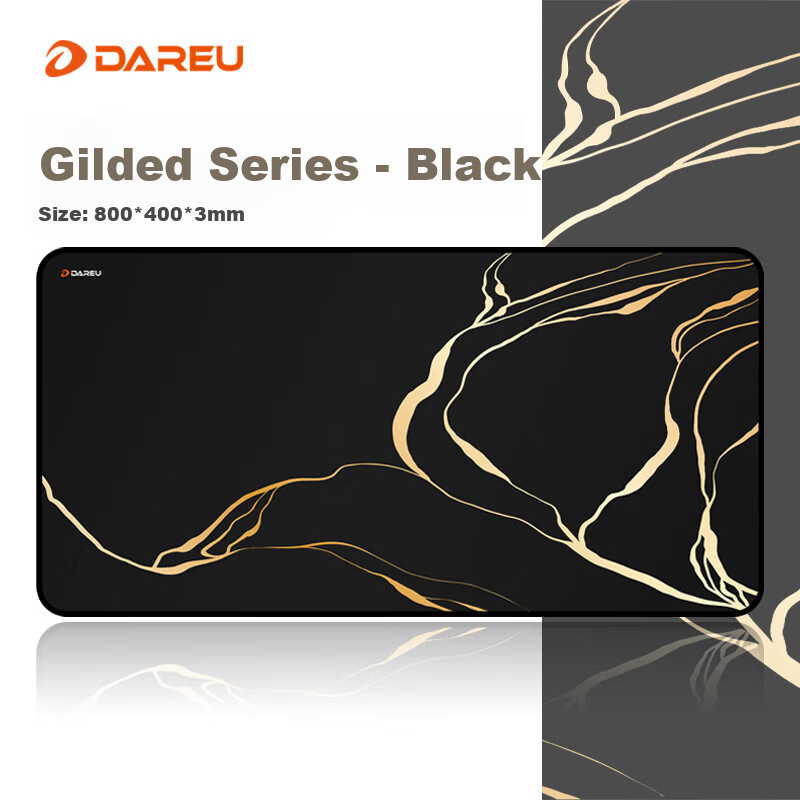 Игровой коврик для мыши DAREU GS-804, гладкая ткань, утолщенная, с точной прошивкой краев, водостойкий, большой настольный коврик для офиса и компьютера, черный, 80x40x0.3 см