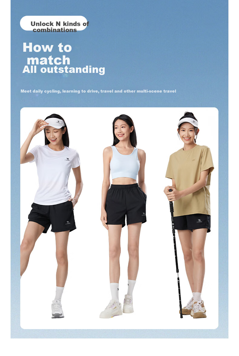CAMEL Quick-Dry Breathable Shorts for Men And Women, Straight Loose Fit Outdoor Casual Sports Knee-Length Pants for Summer, Men's Size L 31