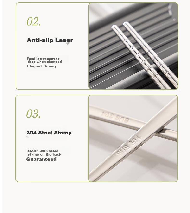 Guangyi Food-Grade 304 Stainless Steel Portable Cutlery Set with Chopsticks, Personal Use for Students And Adults, Including Chopsticks, Spoon, Fork, And Box GY7358 19
