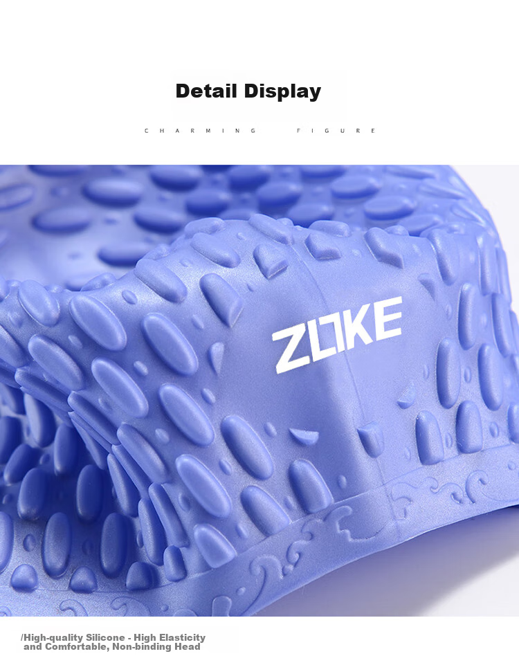 ZOKE Silicone Swim Cap, Waterproof Hair Protection Ear Protection Water Drop Cap, Unisex Comfortable Non-Binding Headband 619503201-11 4
